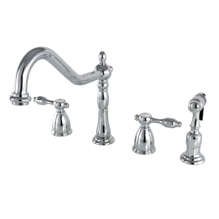 Kingston Brass Widespread Kitchen Faucet, Polished Chrome KB1791TALBS
